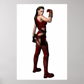 Female Fantasy Character in RED Poster