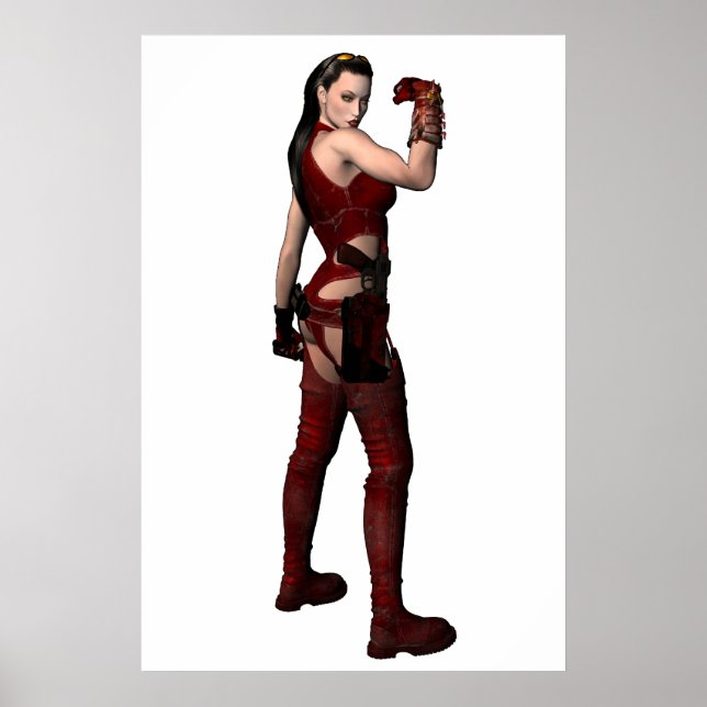 Female Fantasy Character in RED Poster (Front)