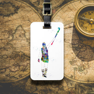 Female Field Hockey Player Luggage Tag