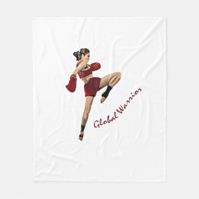 female fighter, global champion fleece blanket (Front)