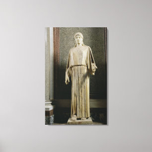 Female figure wearing a peplos, Greek (marble) Canvas Print