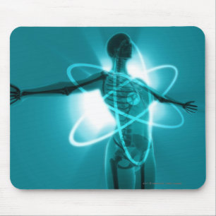Female figure with an overlay of an atomic symbol mouse mat