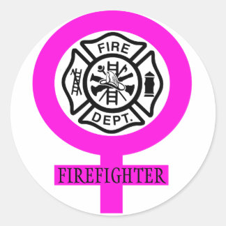 Female Firefighter Decal Classic Round Sticker