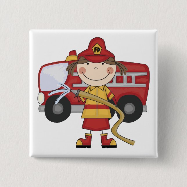 Female Firefighter T-shirts and Gifts 15 Cm Square Badge (Front)