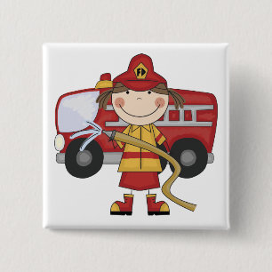 Female Firefighter T-shirts and Gifts 15 Cm Square Badge