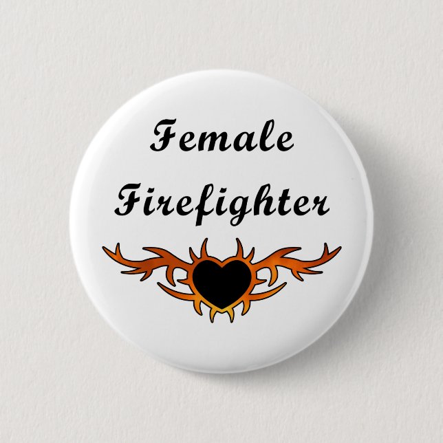 Female Firefighter Tattoo 6 Cm Round Badge (Front)
