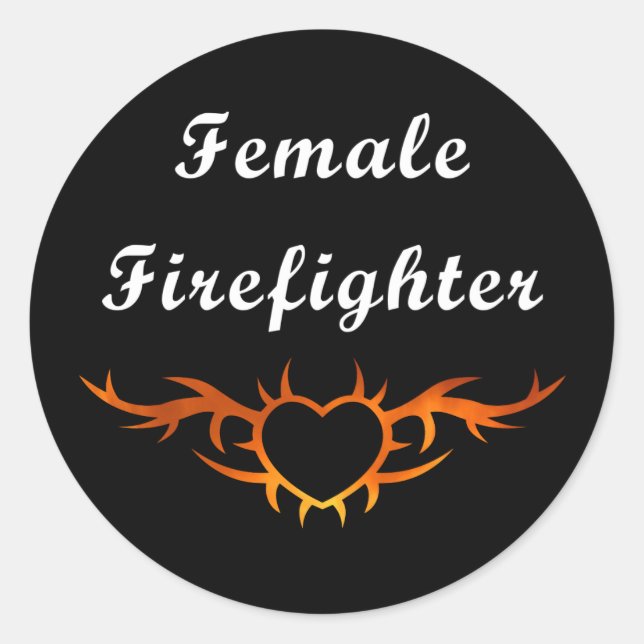 Female Firefighter Tattoo Classic Round Sticker (Front)