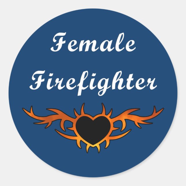 Female Firefighter Tattoo Classic Round Sticker (Front)
