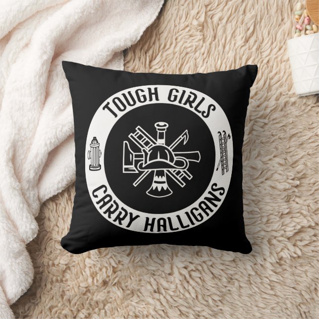 Female Firefighter Tough Girls Carry Halligans  Cushion (Blanket)