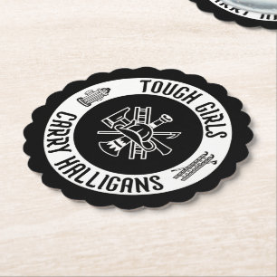 Female Firefighter Tough Girls Carry Halligans  Paper Coaster