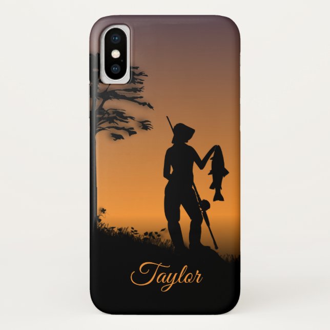 Female Fisherman Custom Text Case-Mate iPhone Case (Back)