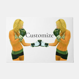 Female Fitness Model boxing Thunder_Cove Doormat