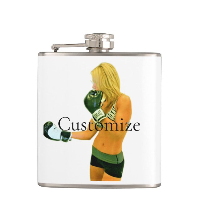 Female Fitness Model boxing Thunder_Cove Hip Flask (Front)