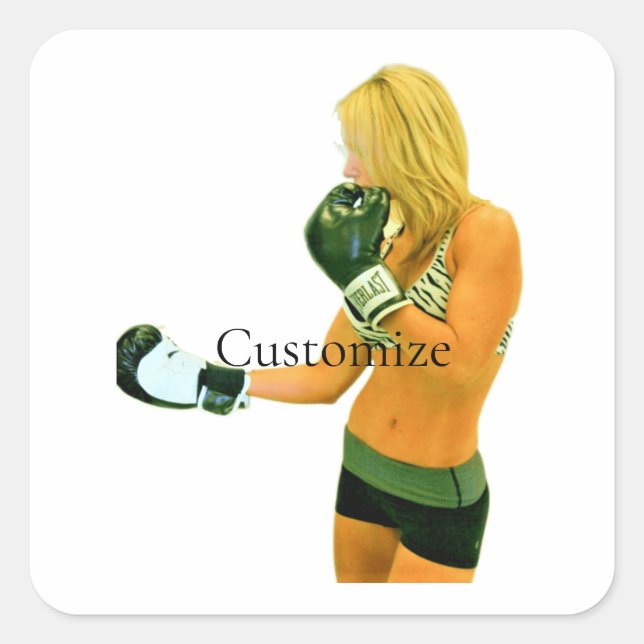 Female Fitness Model boxing Thunder_Cove Square Sticker (Front)