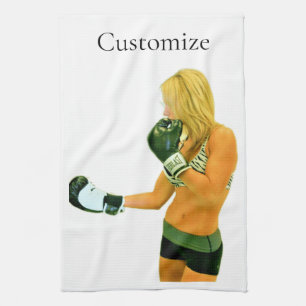 Female Fitness Model boxing Thunder_Cove Tea Towel