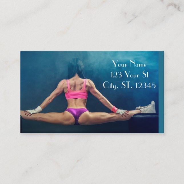 Female Fitness Model Split Thunder_Cove   Business Card (Front)