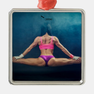 Female Fitness Model Split Thunder_Cove Metal Tree Decoration