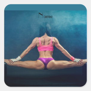 Female Fitness Model Split Thunder_Cove Square Sticker