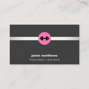 Female Fitness Personal Trainer Pink Dumbbell 2 Business Card
