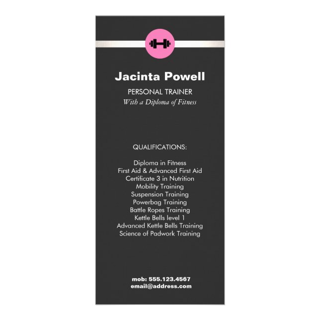 Female Fitness Personal Trainer Price List Menu (Front)