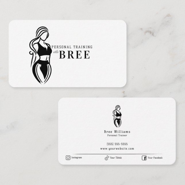 Female Fitness Personal Training Minimalist Business Card (Front/Back)