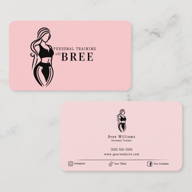 Female Fitness Personal Training Minimalist Business Card (Front/Back)