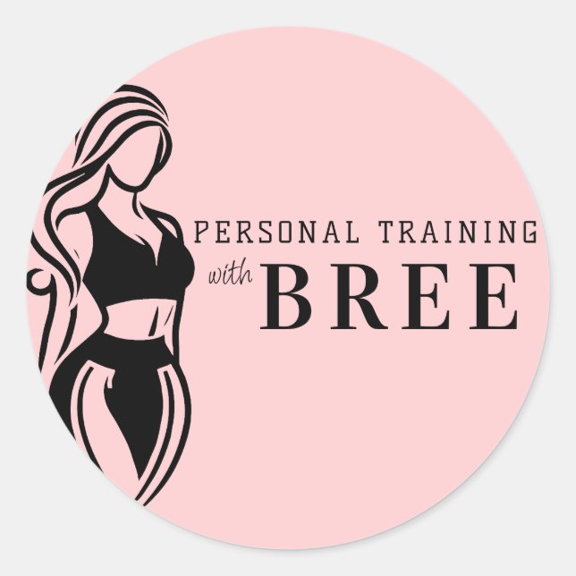 Female Fitness Personal Training Minimalist Pink Classic Round Sticker (Front)