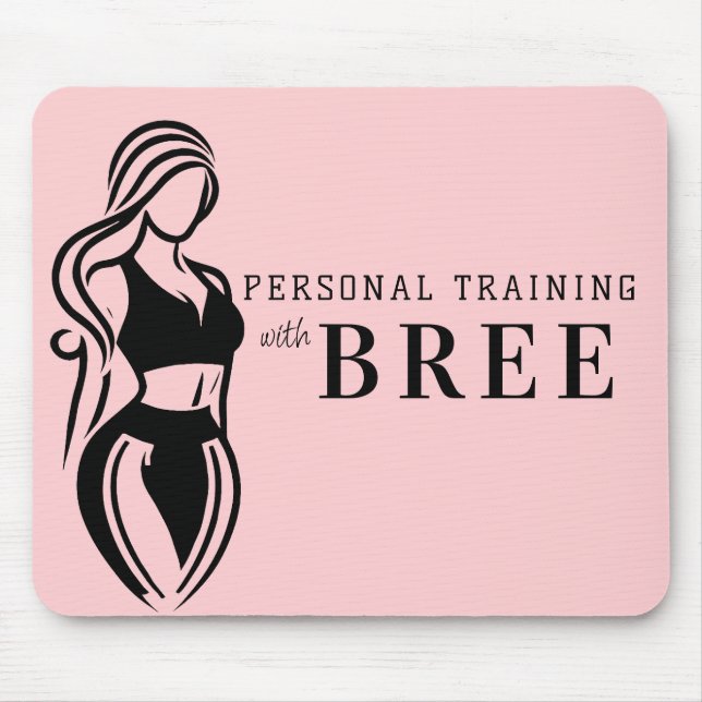 Female Fitness Personal Training Minimalist Pink Mouse Mat (Front)