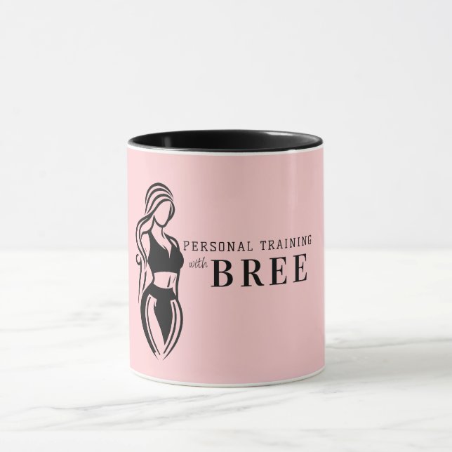 Female Fitness Personal Training Minimalist Pink Mug (Center)