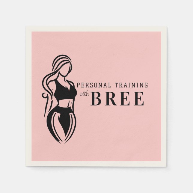 Female Fitness Personal Training Minimalist Pink Napkin (Front)