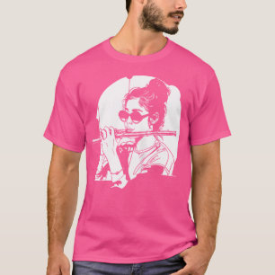 Female Flautist Drawing Flute Duet T-Shirt