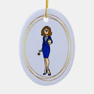 Female Funeral Director Holding Urn Ornament      