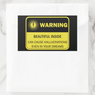 Female Funny Warning Sign Rectangular Sticker