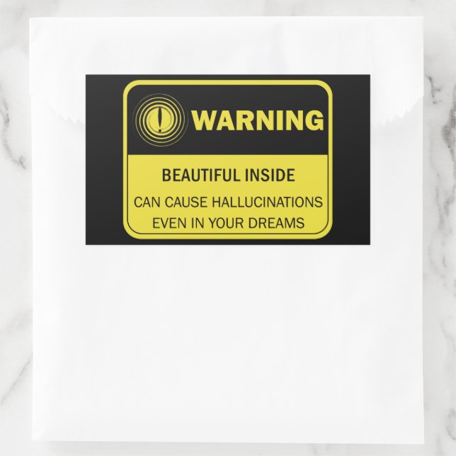 Female Funny Warning Sign Rectangular Sticker (Bag)