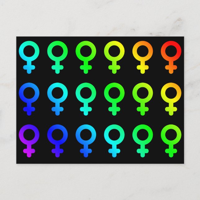 Female Gender Symbols Lots Colourful Rainbow Colou Postcard (Front)