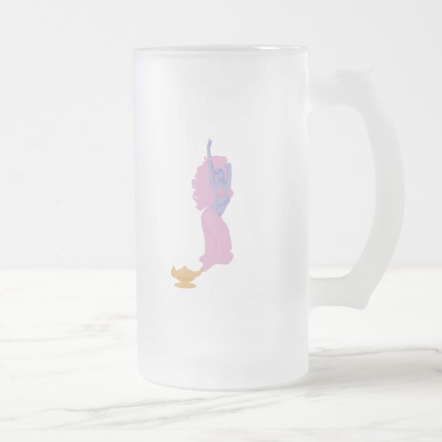female genie in a bottle frosted glass beer mug (Right)