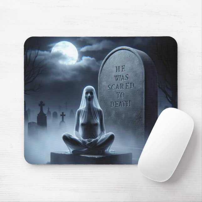 Female Ghost In a Cemetery Mouse Mat (With Mouse)