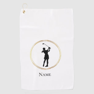 Female Golfer Silhouette Personalised Golf Towel