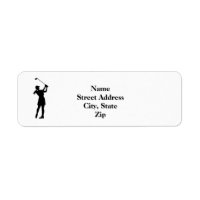 Female Golfer Silhouette Return Address Label