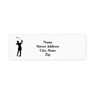 Female Golfer Silhouette Return Address Label