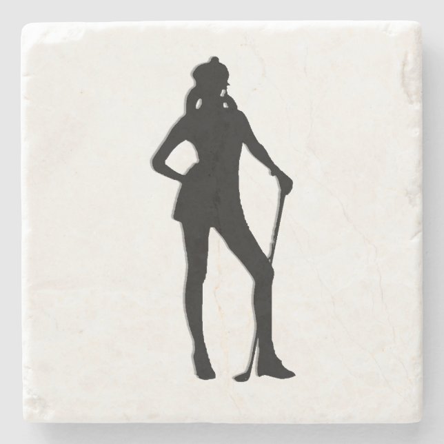 Female Golfer Sport Stone Coaster (Front)