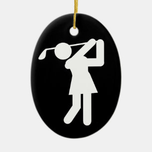 Female Golfer - Woman Golf Symbol Ceramic Tree Decoration