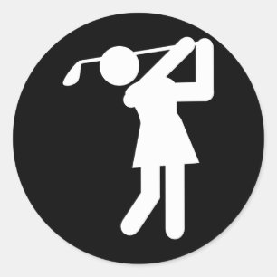 Female Golfer - Woman Golf Symbol Classic Round Sticker