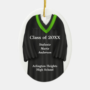 Female Grad Gown Black and Green Ornament