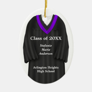 Female Grad Gown Black and Purple Ornament