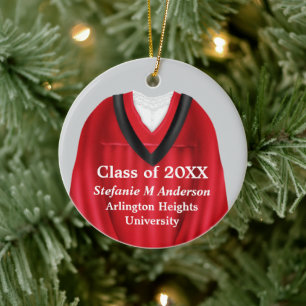 Female Grad Gown Red and Black Ornament
