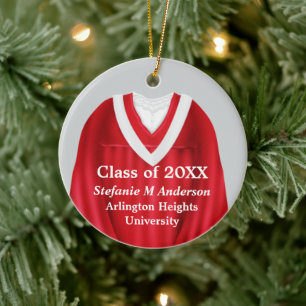 Female Grad Gown Red and White Ornament
