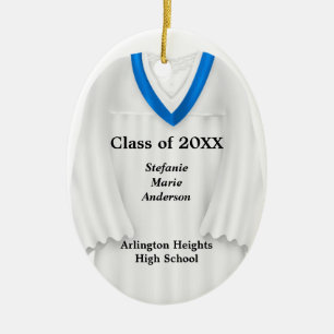 Female Grad Gown White and Blue Ornament