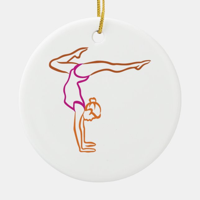 Female Gymnast Ceramic Tree Decoration (Front)