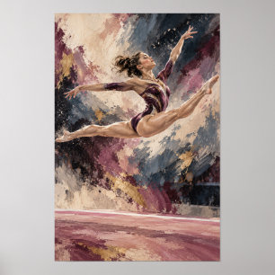 Female Gymnast Split Leap Expressive Abstract Spor Poster